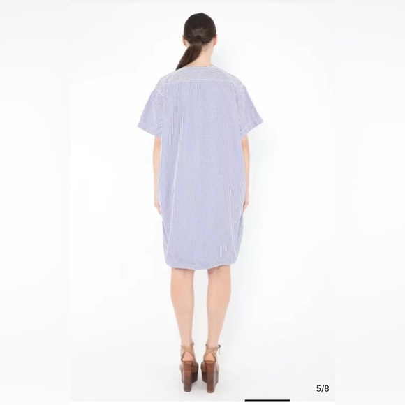 Celine Blue and White Striped Midi Dress - Picture 2 of 16